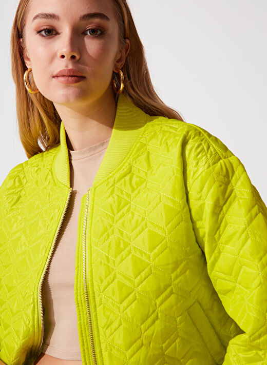 Pierre Cardin Yeşil Bisiklet Yaka Kadın Crop Top İnce Mont JALEK 4