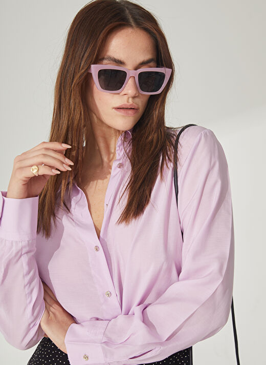 Pierre Cardin Regular Fit Gömlek Yaka Düz Pembe Kadın Gömlek LISA 2