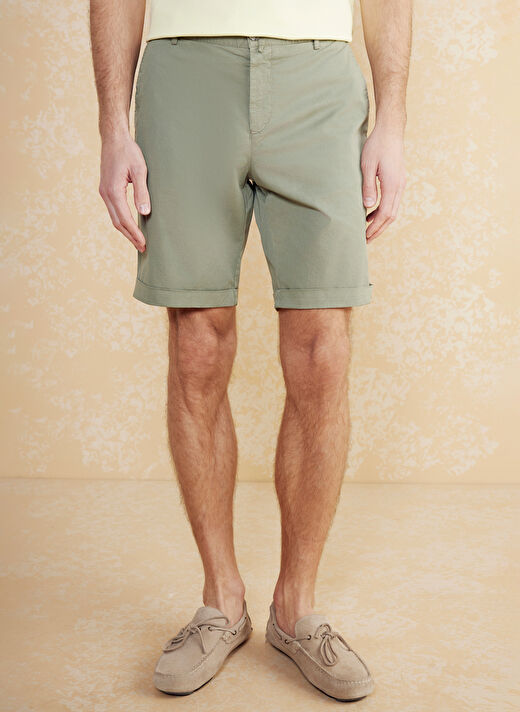 Brooks Brothers Haki Erkek Duble Paça Slim Fit Şort BBSP23MSO006  3