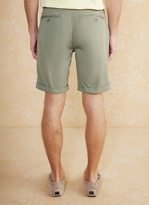 Brooks Brothers Haki Erkek Duble Paça Slim Fit Şort BBSP23MSO006  4