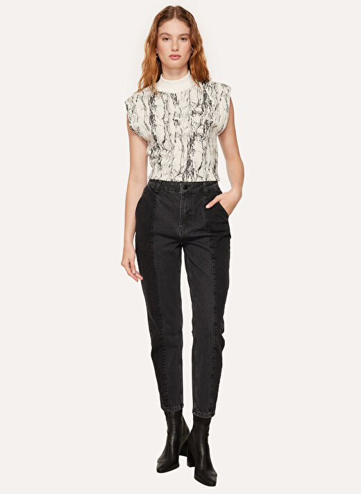 Black On Black Yüksek Bel Dar Paça Jogger Antrasit Kadın Denim Pantolon B3WL-PNT-9 1
