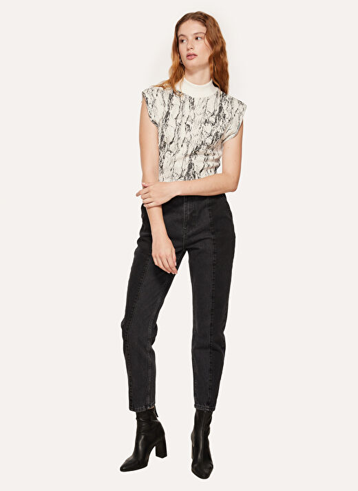 Black On Black Yüksek Bel Dar Paça Jogger Antrasit Kadın Denim Pantolon B3WL-PNT-9 2