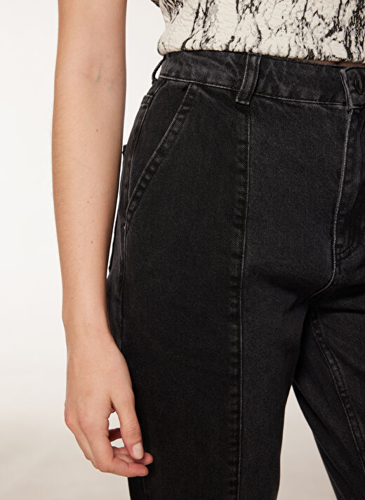 Black On Black Yüksek Bel Dar Paça Jogger Antrasit Kadın Denim Pantolon B3WL-PNT-9 4