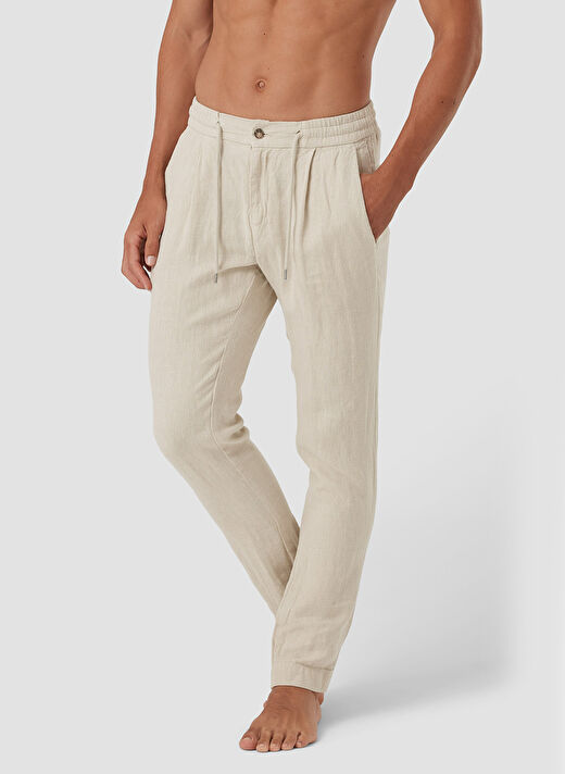 Mr. Mood Bağlamalı Bel Normal Paça Standart Koyu Bej Erkek Pantolon Mr Rog Pants 1