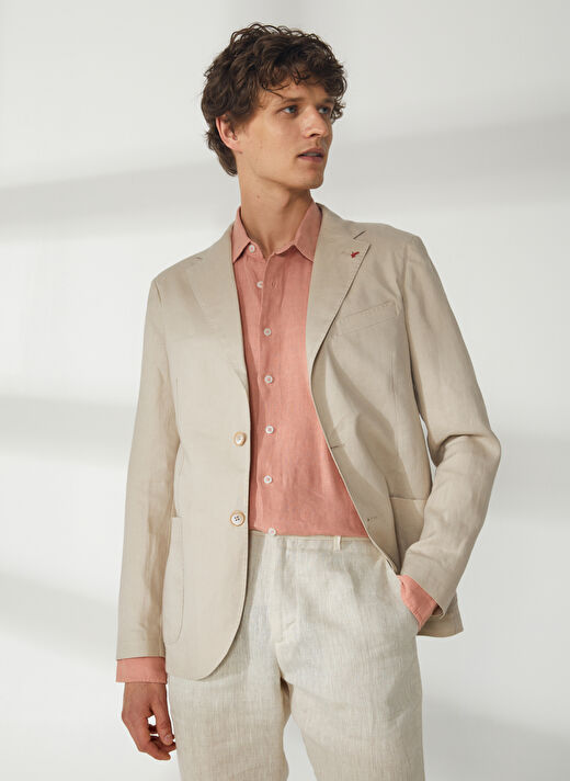 AT.P.CO Bej Erkek Uzun Cepli Slim Fit Yazlık Ceket A262ALAN60TP946-  2