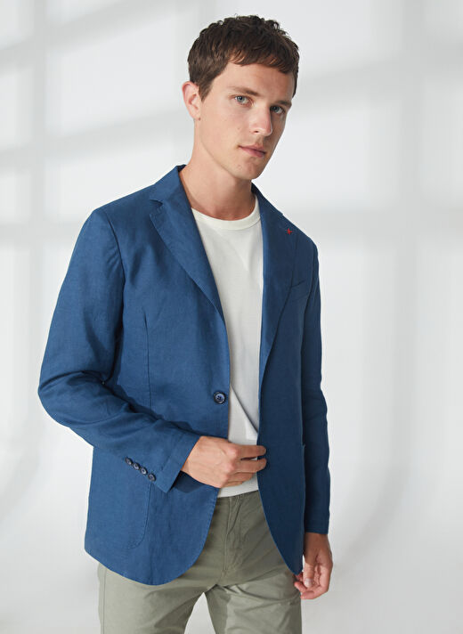 AT.P.CO Mavi Erkek Uzun Cepli Slim Fit Yazlık Ceket A262ALAN60TP946-  2