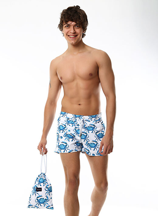Whitefin Mavi Erkek Slim Fit Şort Mayo 1014 3