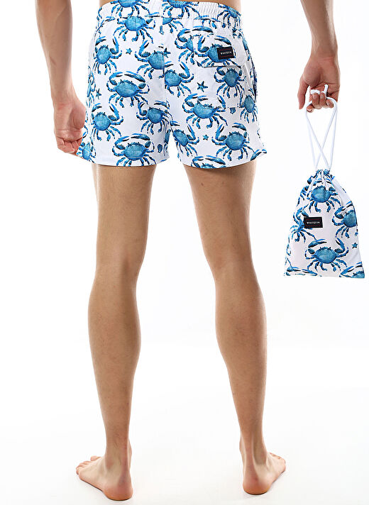 Whitefin Mavi Erkek Slim Fit Şort Mayo 1014 4