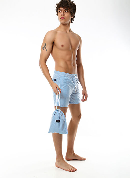 Whitefin Mavi Erkek Slim Fit Şort Mayo 1001 1