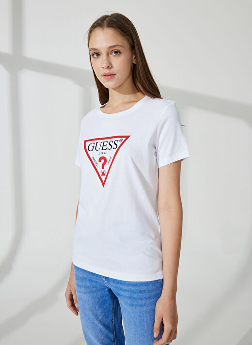 Guess Bisiklet Yaka Beyaz Kadın T-Shirt W1YI1BI3Z14G011 3