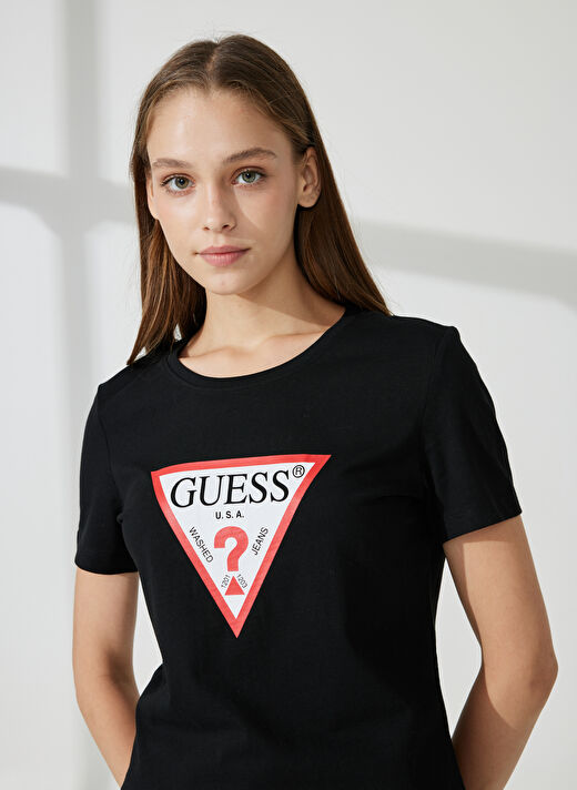 Guess Bisiklet Yaka Siyah Kadın T-Shirt W1YI1BI3Z14JBLK 3