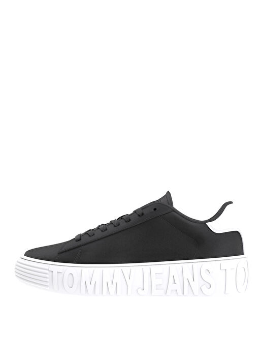 Tommy Hilfiger Siyah-Beyaz Erkek Deri Sneaker TOMMY JEANS LEATHER OUTSOLE 1