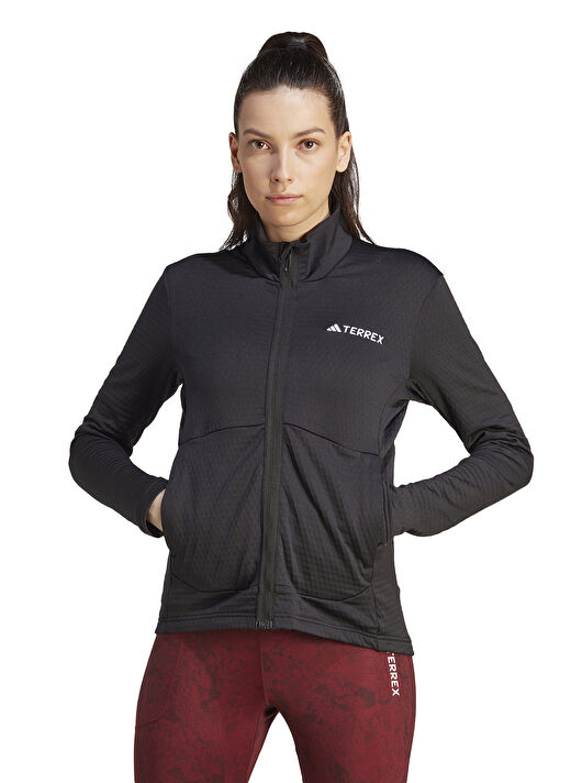 adidas IB1814-W MT LT FL JA BLA Siyah Kadın Dik Yaka  Regular Fit Polar Sweatshırt 1