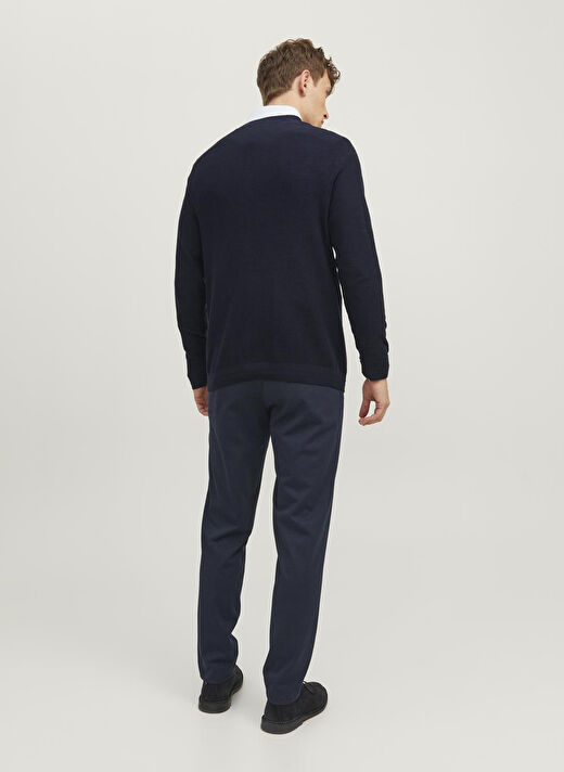 Jack & Jones Bisiklet Yaka Standart Lacivert Erkek Kazak 12240711_JPRBLAANDERSON KNIT STRUCT 4