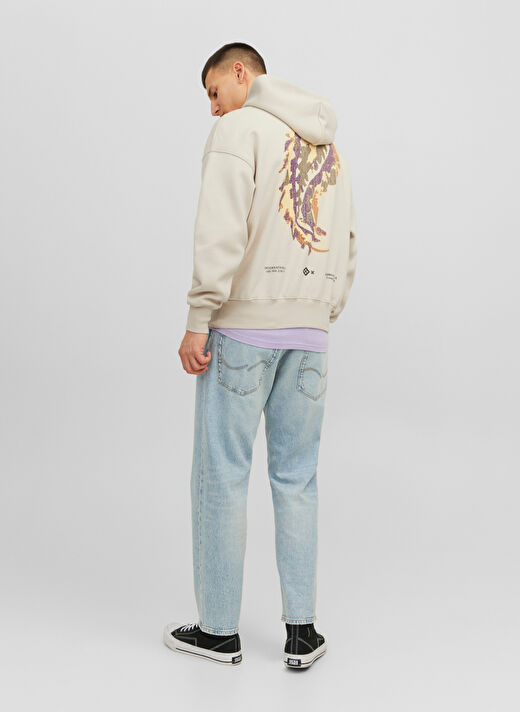 Jack & Jones Kapüşon Yaka Krem Erkek Sweatshırt 12244773_JORGRACIA GRAPHIC SWEAT HO 3