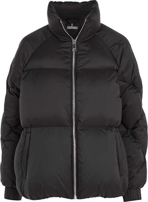 Tommy Hilfiger Siyah Kadın Dik Yaka Normal Kalıp Puffer Mont WW0WW38921BDS 1