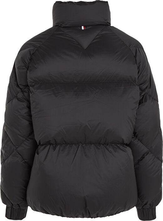 Tommy Hilfiger Siyah Kadın Dik Yaka Normal Kalıp Puffer Mont WW0WW38921BDS 2