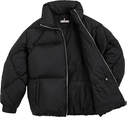 Tommy Hilfiger Siyah Kadın Dik Yaka Normal Kalıp Puffer Mont WW0WW38921BDS 4