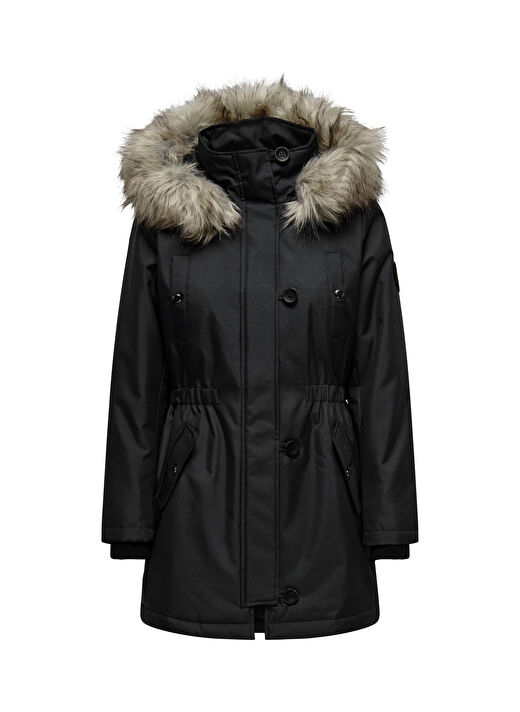 Only Siyah Kadın Kaban ONLIRIS FUR WINTER PARKA CC 2023 OT 4