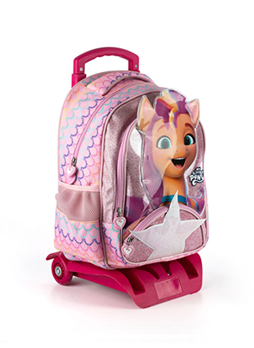 Pembe Kız Çocuk 26x53x0 cm Çekçekli Çanta MY LITTLE PONNY 3D SUNNY 3