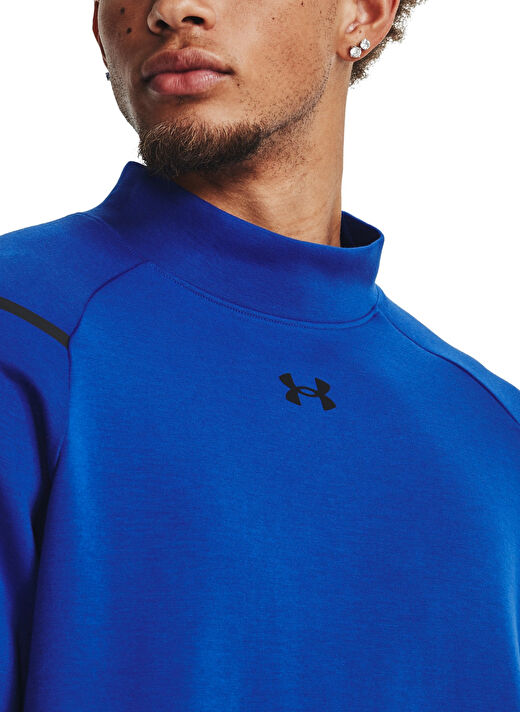 Under Armour Mavi Erkek Dik Yaka Bol Kesim Sweatshirt 1379810-400 UA Unstoppable Flc Mock  4