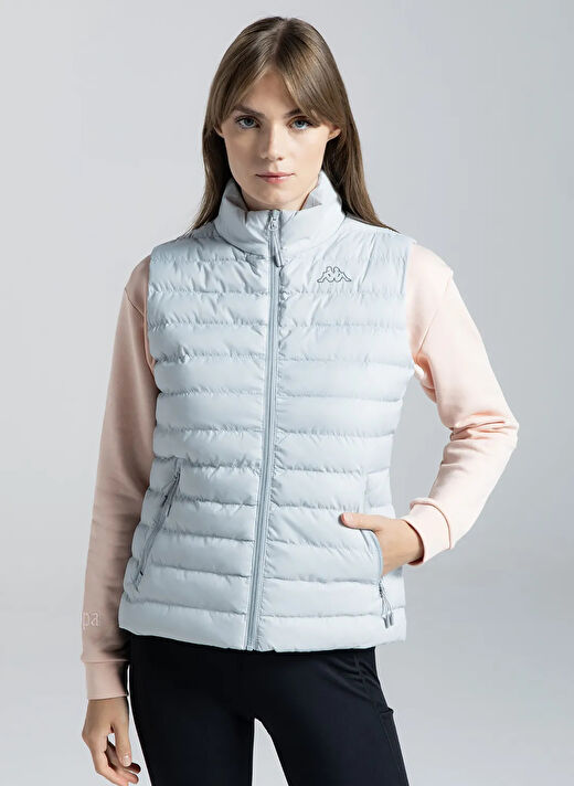 Kappa Gri Kadın Dik Yaka Normal Kalıp Puffer Yelek 381Q6NW850-K LOGO TONA   1