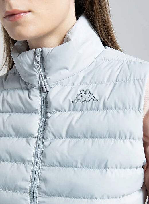Kappa Gri Kadın Dik Yaka Normal Kalıp Puffer Yelek 381Q6NW850-K LOGO TONA   3