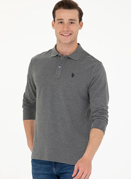 U.S. Polo Assn. Polo Yaka Antrasit Melanj Erkek Sweatshırt GTP01SK023 3