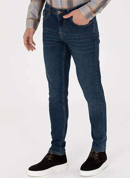 U.S. Polo Assn. Normal Bel Normal Paça Slim Fit Mavi Erkek Denim Pantolon OSSO-U 2
