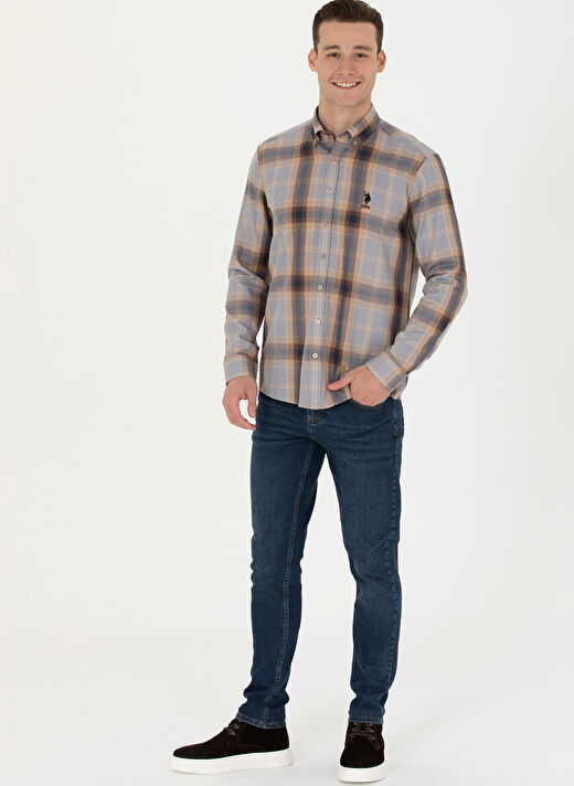 U.S. Polo Assn. Normal Bel Normal Paça Slim Fit Mavi Erkek Denim Pantolon OSSO-U 3