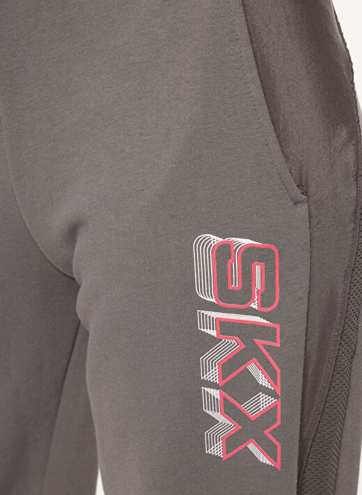 Skechers 285-040W LW Fleece Jogger Sweatpant Gri Kadın Lastikli Paça Lastikli Bel Regular Fit Eşofman Altı 3