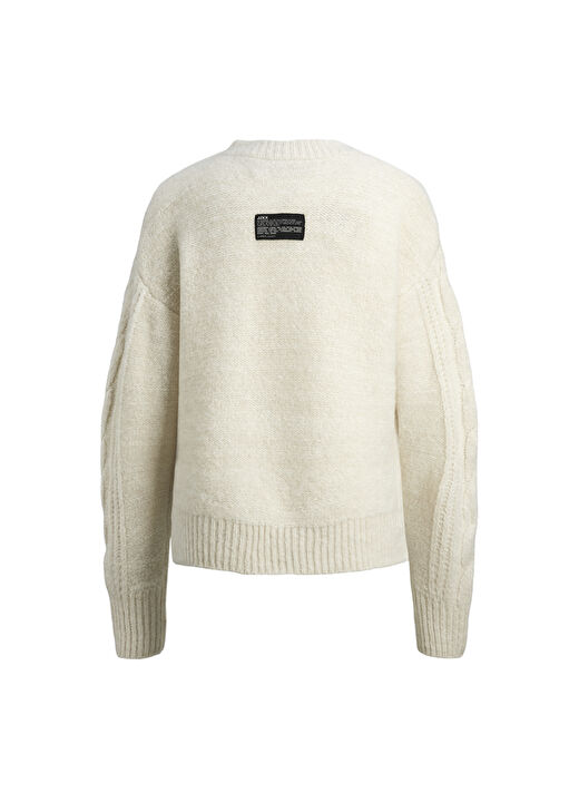 JJXX Bisiklet Yaka Rahat Baklava Desenli Kırık Beyaz Kazak Kadın JXFRIGGA CREW NECK KNIT 4