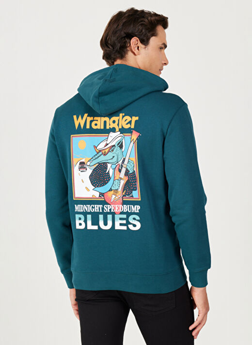 Wrangler Kapüşon Yaka Yeşil Erkek Sweatshırt W654I4G03 Kapüşonlu Sweatshirt 1