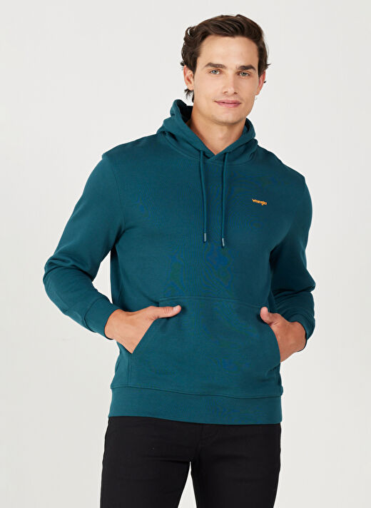 Wrangler Kapüşon Yaka Yeşil Erkek Sweatshırt W654I4G03 Kapüşonlu Sweatshirt 2