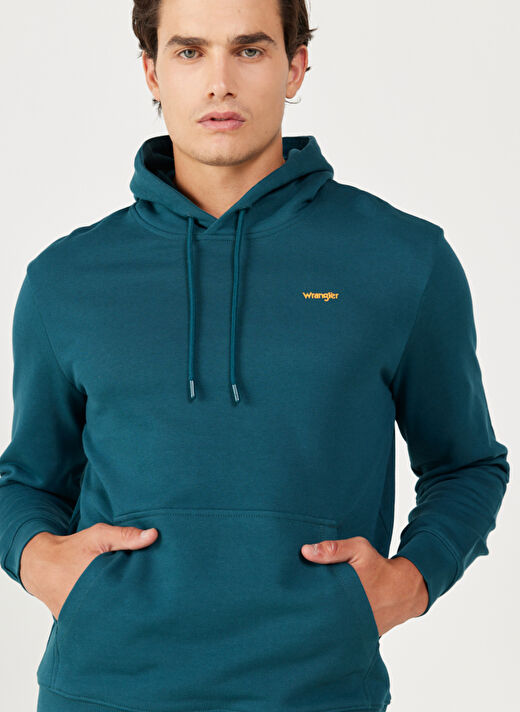 Wrangler Kapüşon Yaka Yeşil Erkek Sweatshırt W654I4G03 Kapüşonlu Sweatshirt 4