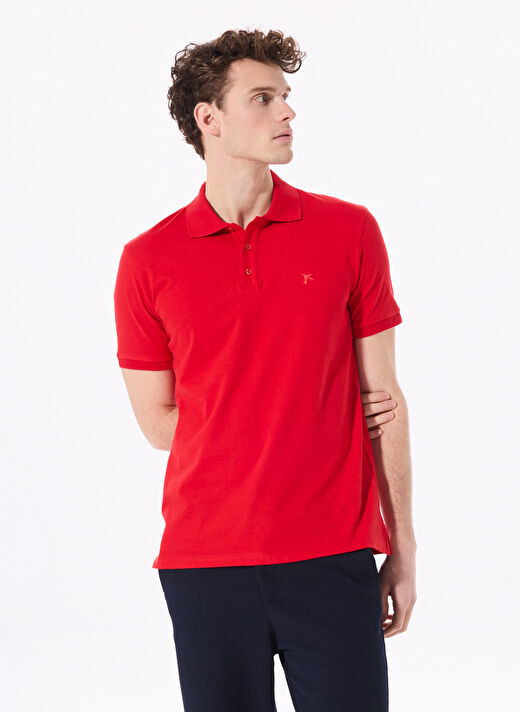 Fabrika Kırmızı Erkek Regular Fit Düz Polo T-Shirt LEGOLAS Y 3