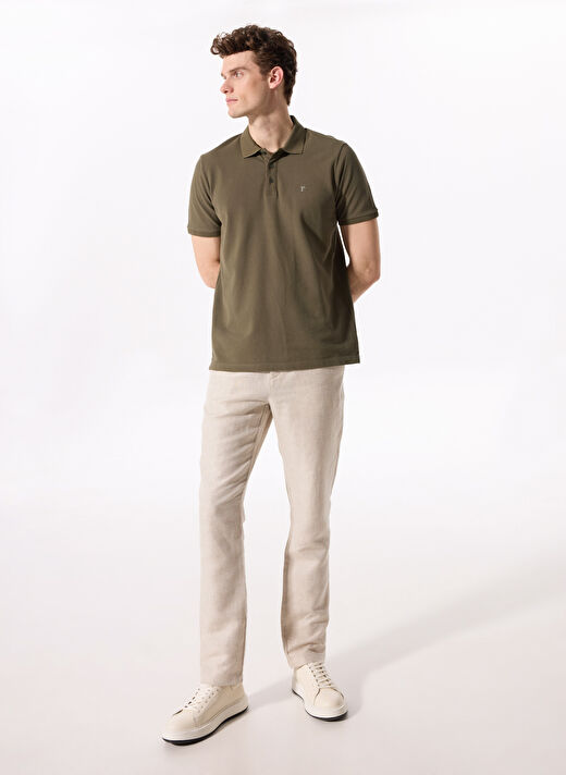 Fabrika Comfort Düz Açık Haki Erkek %100 Pamuk Polo T-Shirt NOBRO K CEPSIZ 2