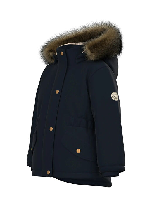 Name İt Siyah Kız Bebek Kapüşonlu Normal Bel Kürklü Mont NMFMARLIN PARKA JACKET  PB 3