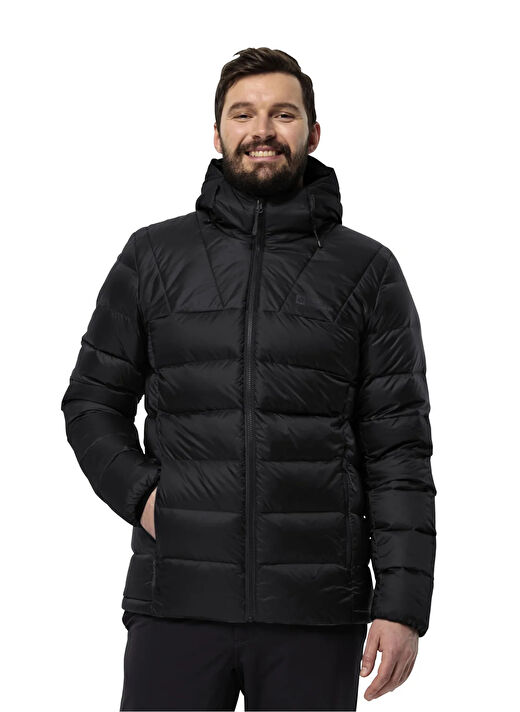 Jack Wolfskin Siyah Erkek Kapüşon Yaka Mont Nebelhorn Down Hoody 1