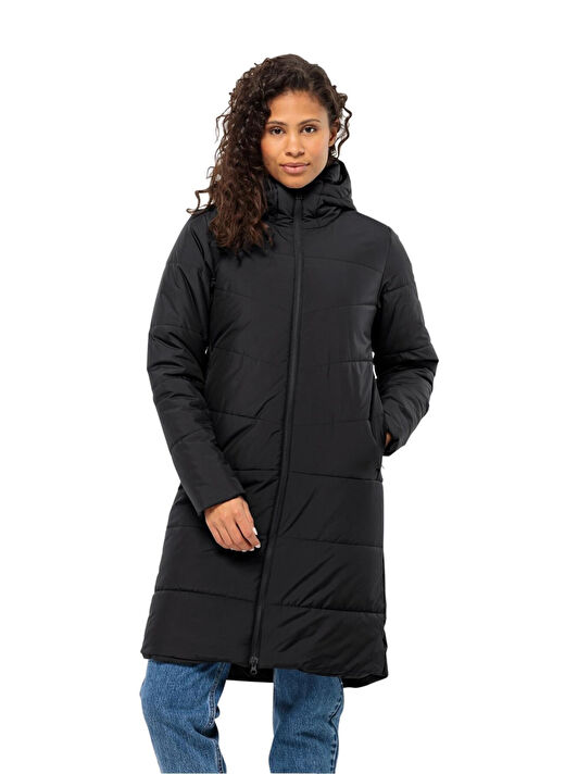 Jack Wolfskin Siyah Kadın Kapüşon Yaka Mont Deutzer Coat W 1