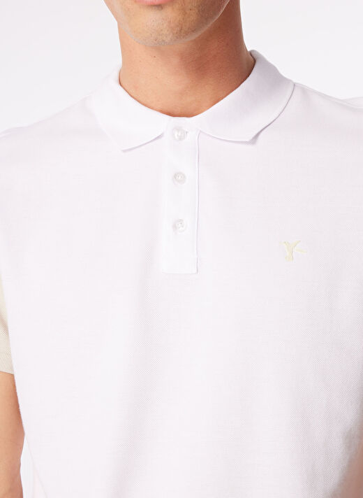 Fabrika Kırık Beyaz Erkek Basic Polo T-Shirt FS4SM-TST 0521   4