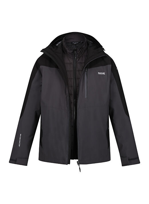 Regatta Gri - Siyah Erkek Kapüşonlu Regular Fit Mont RMP359 Wentwood VIII 1