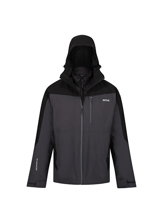 Regatta Gri - Siyah Erkek Kapüşonlu Regular Fit Mont RMP359 Wentwood VIII 3