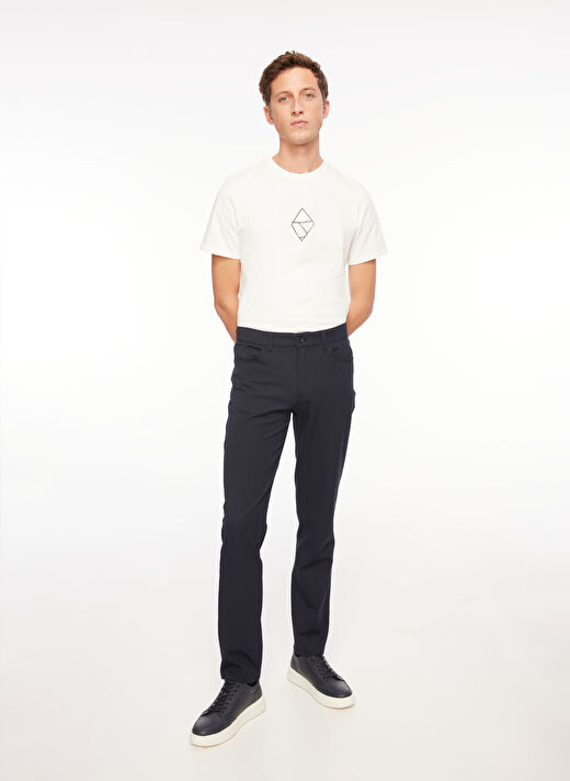 E 4.0 Design Studio x Fabrika Kırık Beyaz Erkek Bisiklet Yaka T-Shirt F3WM-TST-F24   3