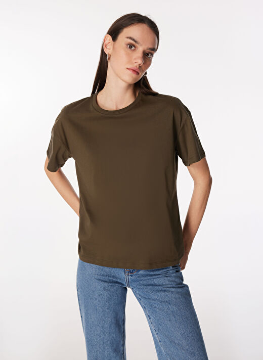 Fabrika Haki Kadın Bisiklet Yaka Basic T-Shirt F4SL-TST0361 3