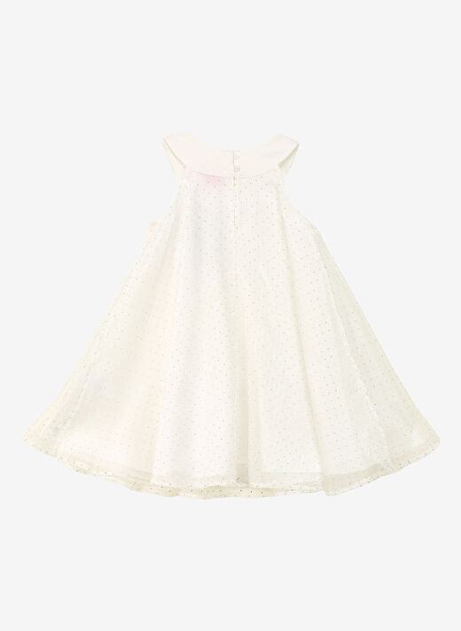Barbie Beyaz Kız Çocuk Bisiklet Yaka Regular Fit Simli Elbise BRB4SG-ELB6005 2