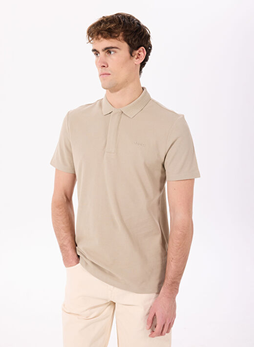 Jeep Taş Erkek Polo Yaka Relaxed Nakışlı Polo T-Shirt C4SM-TST4528  3