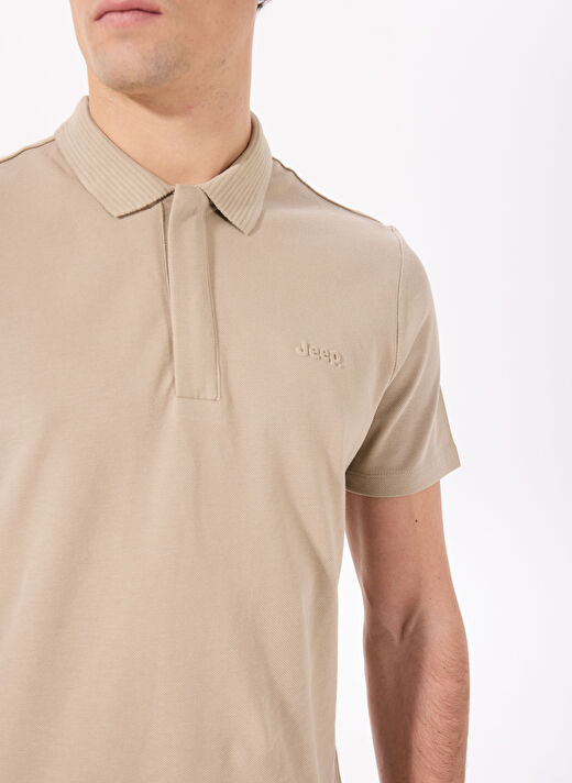 Jeep Taş Erkek Polo Yaka Relaxed Nakışlı Polo T-Shirt C4SM-TST4528  4
