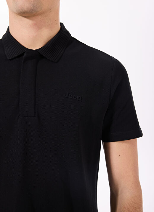 Jeep Siyah Erkek Polo Yaka Relaxed Nakışlı Polo T-Shirt C4SM-TST4528  4