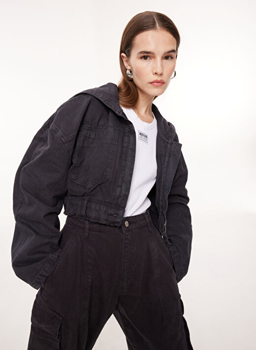 Moschino Jeans Siyah Kadın Denim Ceket A0512 2